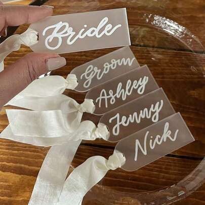 1/5/10个装亚克力空白磨砂座位牌，透明磨砂亚克力婚礼桌卡，亚克力空白姓名卡，婚礼装饰DIY派对标牌，适用于餐桌布置、婚礼、晚宴、婚礼餐桌装饰、派对活动装饰