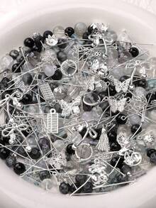 50克混合金属配件和玻璃珠 - DIY手链、项链、手机挂饰工艺品材料 - 銀色配件 - 查看 12