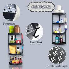 CORNER ORGANIZER, Kitchen, Bathroom, Workshop, Office, Living Room, 4 Levels, Hooks, Bathroom Drain Base. - 深灰色 - 查看 3