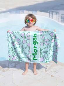 Personalized Kids Beach Towel,Summer Birthday Gift For Kids,Summer Vibes,Girls Beach Trip,Custom Beach Towel,Swimming Pool,Beach Decor - Multicolor - View 4