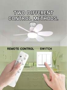 Ventilatori a soffitto con luci, Ventilatore a soffitto piccolo da 20.5 pollici con luce da 40W E27, con telecomando per timer, 3 velocità e 3 colori di luce LED (3000-6500K), lampada ventilatore moderna per camera da letto e salotto