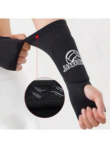 1 set - 1 paire de manchons de bras de volley-ball + 1 paire d'épais manchons de genoux en éponge, manchons de bras avec coussinets et trou pour le pouce pour le service et les frappes, convient au volley-ball, hommes et femmes - noir
