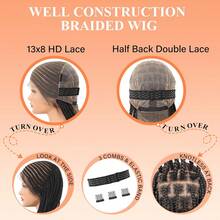 360° HD Lace Front Braid Wig 13" X 8" Lace Cornrow Braid Wig 36 Inch Full Lace Braid Wig Handmade Crochet Black Natural Box Braid Wig With Baby Hair - Black - View 8