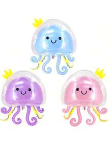 1pc Octopus Balloon & Fishing Net Decoration Set, Double Layer Anemone Balloons, For Ocean, Marine, Octopus, Mermaid Themed Party Decoration, Birthday Supplies - Jellyfish Balloon - View 4