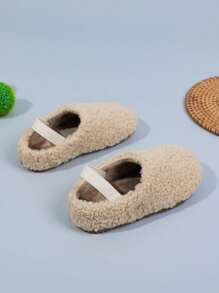 1 Paar Kinderpantoffeln für Herbst/Winter mit Plüschfutter, Mädchen Flauschige Slide Sandalen mit elastischem Verschluss hinten, Jungen Mules Pantoffeln zum Tragen innen und außen, geeignet für Kleinkind Kinder