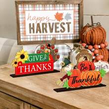 1/130 Sets verfügbar, 2 Stücke/Set 2D Herbst Erntedank fröhlicher Kürbis Truthahn Gewürz Ernte Holzretro Tischdekoration geeignet für Herbst Erntedank Thema Bauernhaus Dekoration, Zimmer Dekoration, Heimdekoration