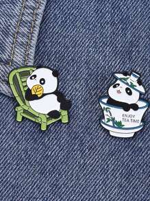 2 Stücke Enten beißen Capybara Panda Emaille Anstecknadeln, kundenspezifische Piranha Großmaul Blumen Broschen, Kragen Abzeichen, Kleidung Tier Schmuck Geschenk für Freunde