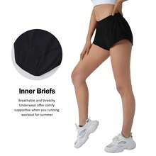 Women's 2.5" Low-Rise Running Shorts - Built-In Liner, Lightweight & Quick Dry With Mesh Pocket - màu đen - Xem 7