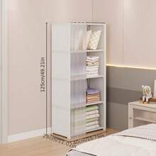 1pc Simple Wardrobe Open Closet Free Standing Garment Rack, Compact Dust-Proof Clothes Organizer With Multiple Shelves, Easy Assembly, Bedroom Storage, Black Independent Wardrobe With Transparent Door And Open Top Shelf, Fashion Black Finish, Sturdy Structure, Clothing Storage Box