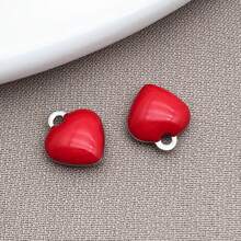 10pcs 8x9mm Cute Tiny Enamel Stainless Steel Heart Charms Mini Love Pendants For DIY Bracelet Necklace Earrings Jewelry Making Crafts Accessories