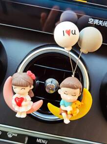 2pcs Cute Couple Doll Decorations For Car Interior, Fit For Dashboard, Air Vent, Display