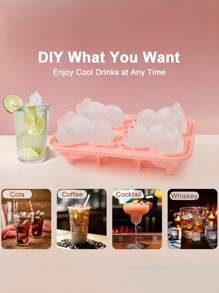 1pc 4-Hole Ice Cube Tray, Cute Cat Shaped Ice Maker, Reusable Ice Trays For Freezer, Flexible Silicone Ice Molds