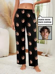Customized Comfortable Pants For Women, Customized Photo-Printed Fun Sleep Pants, Can Customize Individual Person Head Design, Chic Autumn, Urban Gala, Fall & Winter
