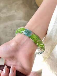 8 Colors Available Elegant Minimalist Resin Transparent Bracelet With Dried Flowers, Suitable For Daily, Street, Beach Travel Wear - Multicolor - View 10