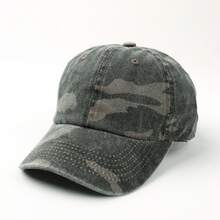 1pc Camouflage Baseball Cap, Unisex Distressed Outdoor Sports Hiking Cap, Women Sun Protection Hat, Breathable Visor Cap, Retro Camo Couple Sun Hat - Multicolor - View 6