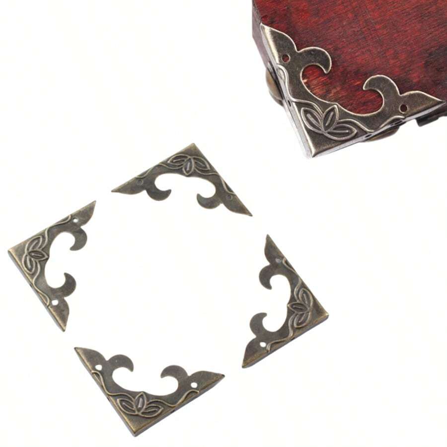 8pcs Vintage-Look Corner Protectors Wood Trim Box Edge Decor Metal Corners