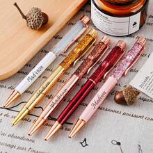 1PC Personalized Engraved Glitter Ballpoint Pen, Customized Quicksand Ballpoint Pen,Gift For Women, Stationery, Office Accessories,Writing Tools, School Supplies,Back To School