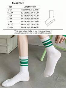1 par de calcetines de media pantorrilla a rayas verdes para niñas/adolescentes, estilo coreano de moda, calcetines largos deportivos casuales personalizados, suaves, cómodos y transpirables, adecuados para primavera/verano/otoño, se pueden usar con calzado casual/deportivo
