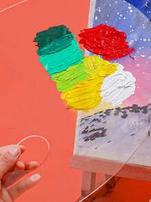 1pc/2pcs Highly Transparent Acrylic Oval Paint Palette, Student/Teacher Art Painting Watercolor Oil Makeup Palette School Supplies,Back To School