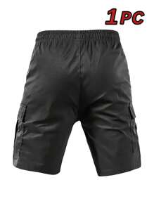 1pc Men's Casual Cargo Shorts, Multi-Color Polyester, Drawstring Waist, Adjustable Shoulder Straps, Multiple Pockets, Suitable For Gym, Workout, Casual Activities, Machine Washable, Summer Leisure Jogger Shorts, Durable Fabric