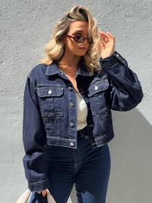 Jeta Ari Premium Denim Contrast Stitch Denim Jacket - Dark Wash - View 1