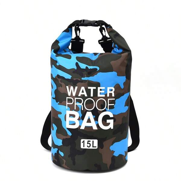 Bolsa seca impermeable de 15L, bolsa con cierre enrollable para mantener el equipo seco, adecuada para kayak, rafting, navegación, natación, camping, senderismo, playa, pesca, accesorios de playa, flotador de piscina