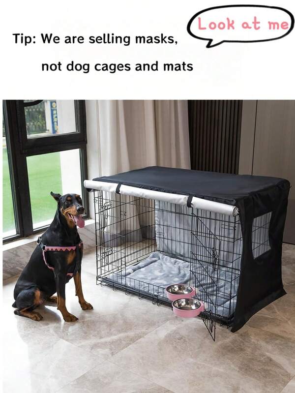 1pc Oxford Cloth Dog Cage Protective Cover, Dustproof Windproof Rain Resistant, Suitable For Various Sizes Of Cages