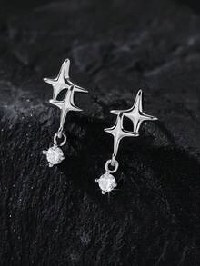 1 对简约尖刺耳钉，男女通用嘻哈风格耳环，适合派对、生日、情人节、送给男朋友、丈夫、情侣、恋人的礼物