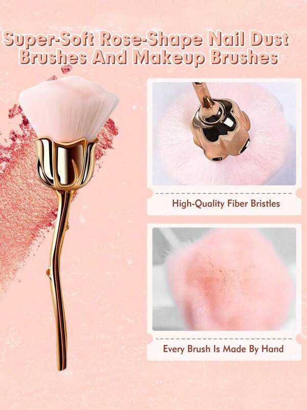 Rose Shaped Nail Brush, Multi-Purpose For Cleaning Hand Dust, Makeup Blush, Powder Compact, Portable And Easy To Clean, Suitable For Nail Salons, Personal Use, Home, Travel