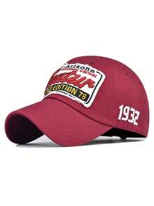 1 pieza Gorra de béisbol unisex de unicolor casual con letra bordada, gorra ajustable de poliéster con cierre a presión, versátil y de moda para actividades al aire libre y uso diario - Negro - Ver 5