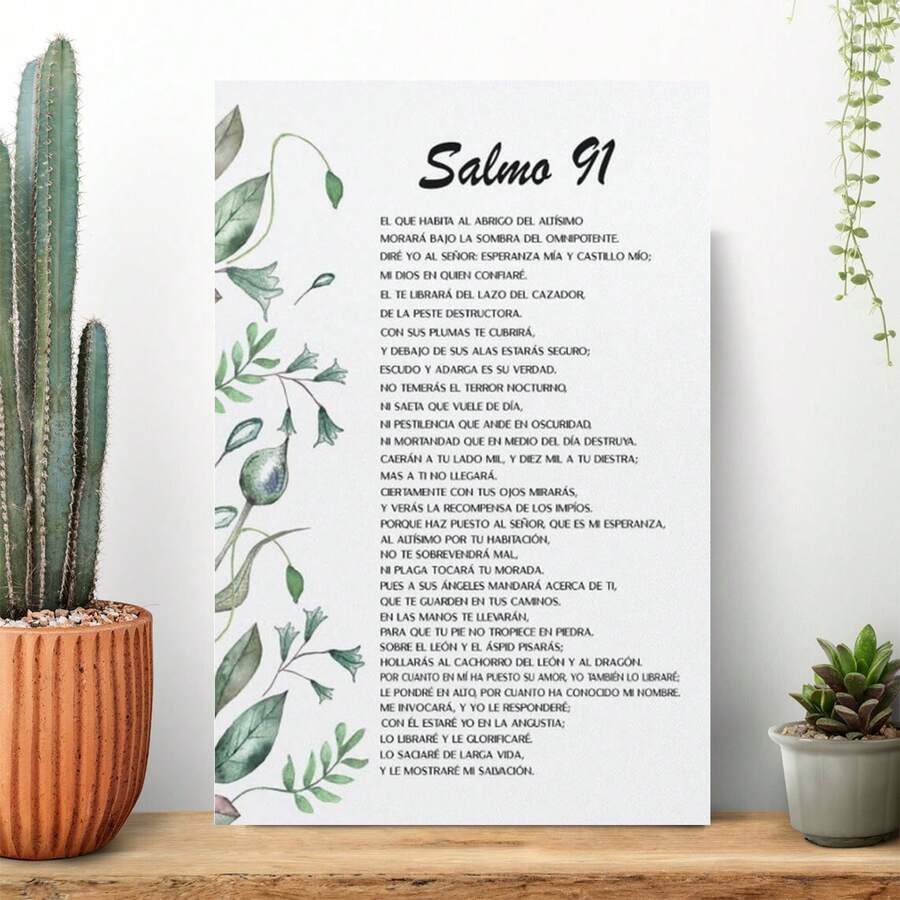 1pc Framed Salmo 91 Spanish Bible Verse Spanish Psalm 91 Art Poster For Room Aesthetic Posters & Prints On Canvas Wall Art Poster For Room 2D, Aesthetic Decorative Poster – Ideal For Home, Dorm, Gym, Bar, Cafe, Arcade Or Living Room Wall – Modern Art Print Gift - Framed - View 1