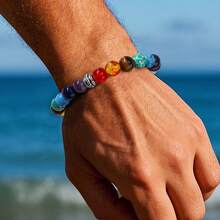 1pc Men's Bohemian - Style Colorful Beaded Bracelet – Perfect For Beach And Casual Outfits, An Ideal Gift For Boyfriends