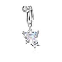 1 pieza Piercing para el ombligo con diseño simple de cabeza de gato/corazón, estilo mariposa de clip, sin necesidad de perforación, variedad de estilos
