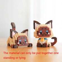 500+Pcs Pet Cat Series Splicing Building Blocks, Cute Cartoon Animal Model, Fashion Assembly Toy, Creative Gift, Home And Office Desktop Decoration - Multicolor - View 10