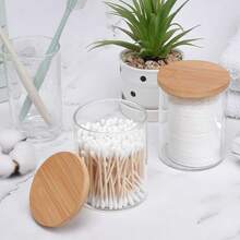 4 Pack Glass Qtip Holder Dispenser Set - Apothecary Jars With Lids For Vanity Makeup Organizer - Bathroom Canister Storage Organizer For Cotton Ball,Swab,Round Pads,Floss - 2PCS - View 8