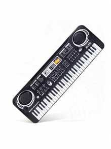 1pc 37/61 Key Youth Digital Music Piano Keyboard, Portable Electronic Instrument, Youth Multifunctional Keyboard With Microphone Gift (Black), Birthday Gift Graduation Gift Christmas Gift New Year Gift