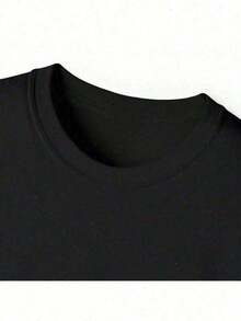 Maglietta 100% cotone con grafica ispirata alla fede in Gesù, scollo rotondo, tessuto jersey casual, adatta per tutte le stagioni - nero - Visualizzare 4