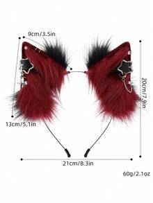 Handmade Simulation Animal Ear Headband Plush Cute Metal Punk Cosplay Comic Exhibition Props Headdress Ears - White - View 3