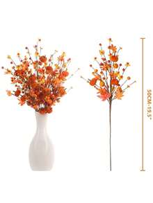 1/2Pcs Fall Decor, 19.5Inch Artificial Red Berry/Maple Leaf/Pumpkin Floral Stems Fall Branches Decorations, For Autumn Harvest Wedding Birthday Holiday Home Vase Arrangement Indoor Decor.,Christmas - Multicolor - View 3
