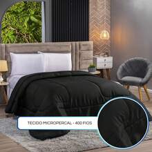 Double Percale 400 Thread Count Satin Duvet For Every Style - Black - View 5