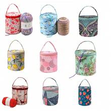 1pc Small Size Yarn Storage Tote Bag, Short Perforated Yarn Storage Bucket, Round Crochet Woven Bag, DIY Accessory Organizer Bag, Convenient For Storing Crochet Hooks, Yarn And Other Knitting Tools (Multiple Styles Available), Art Supplies - Multicolor - View 5