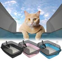 Large Open Cat Litter Tray High Sided Deep Jumbo Rim Pan Box Loo Toilet+Cat Toy - Multicolor - View 2