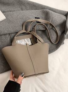 2pcs/Set Large Capacity Letter Decor Shopping Basket, Crossbody And Top Handle Bag, Chic & Unique Design
