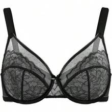 Minimizer Bras Women Full Coverage Underwire Bras Plus Size Lifting Lace Bra Heavy Breast - 黑色 - 查看 3