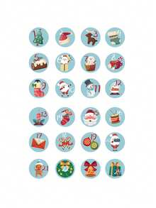 4pcs Red Number Stickers, Christmas Countdown Office & School Supplies Party Gift Seal Sticker - Red - View 21