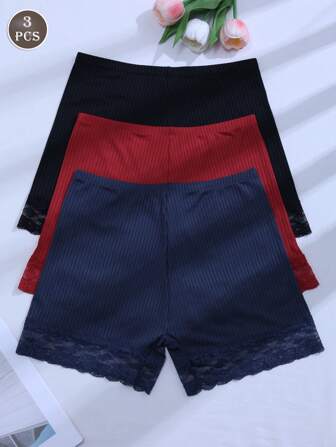 3件套女士多色时尚罗纹低腰内裤