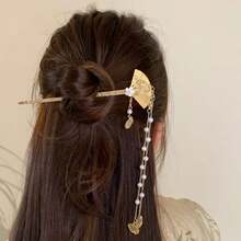 Traditional -Style Hair Stick Decorative Flower Tassel Hair Clip, Elegant Chinese Style Hair Accessory, Versatile For Women - Multicolor - View 2