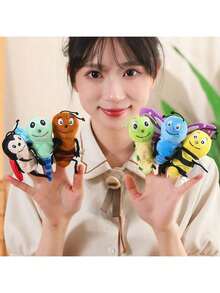 1pc Insect Series Finger Puppet Plush Doll, Cute Dragonfly, Butterfly, Ant, Bee Finger Puppets, Parent-Child Interactive Educational Doll - Multicolor - View 2