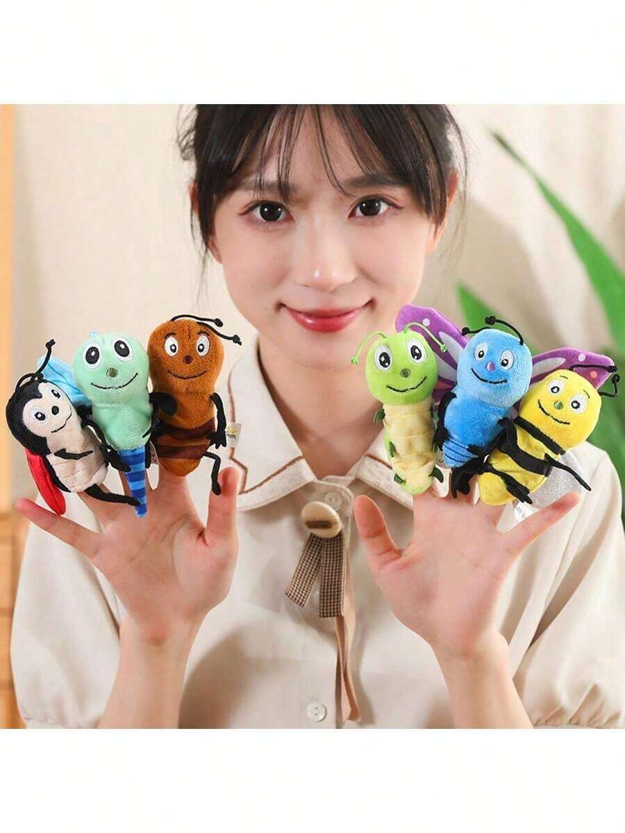 1pc Insect Series Finger Puppet Plush Doll, Cute Dragonfly, Butterfly, Ant, Bee Finger Puppets, Parent-Child Interactive Educational Doll