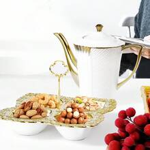 1 Buah Nampan Sajian Keramik, Piring Sajian Porselen untuk Makanan Pembuka dengan 4 (atau 3) Kompartemen, Nampan Sajian Terbagi untuk Camilan, Piring Sajian Buah, Kue Kering, Kacang-kacangan - MultiWarna - View 5